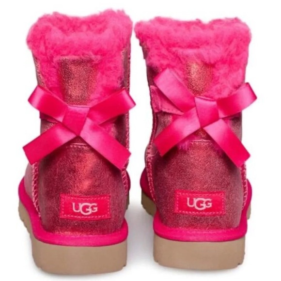 UGG Pink Ankle Boots with Bow - Picture 2 of 16
